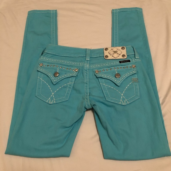 Miss Me Denim - {Miss Me} Teal Bright Blue Skinny Jeans